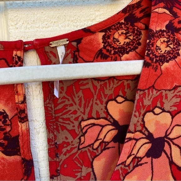 FREE PEOPLE Backyard Party Mini Dress Tunic Sleeveless Bright Red Swing Small - Picture 6 of 7